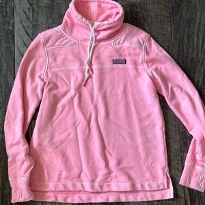 Vineyard Vines Funnel Neck Pullover Sweatshirt Washed Neon Pink XS